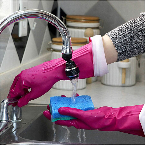 O-Cedar Playtex Living Gloves 14" Glove Length - Chemical, Bacteria Protection - Small Size - Latex, Neoprene, Nitrile - Pink - Anti-microbial, Reusable, Durable, Comfortable, Odor Resistant, Textured Palm, Textured Fingertip - For Household, Cle (166118)