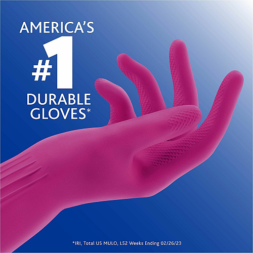 O-Cedar Playtex Living Gloves 14" Glove Length - Chemical, Bacteria Protection - Small Size - Latex, Neoprene, Nitrile - Pink - Anti-microbial, Reusable, Durable, Comfortable, Odor Resistant, Textured Palm, Textured Fingertip - For Household, Cle (166118)