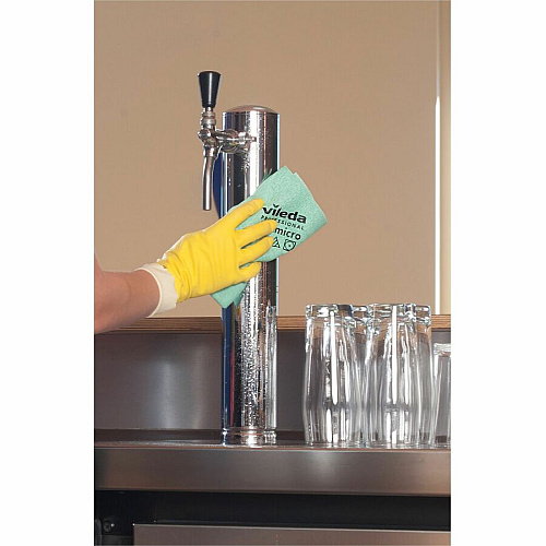 Vileda Professional PVAmicro Cleaning Cloths Concentrate - 15" Length x 14" Width - Streak-free, Absorbent, Flexible, Soft - Green - 5 / Pack (143593)