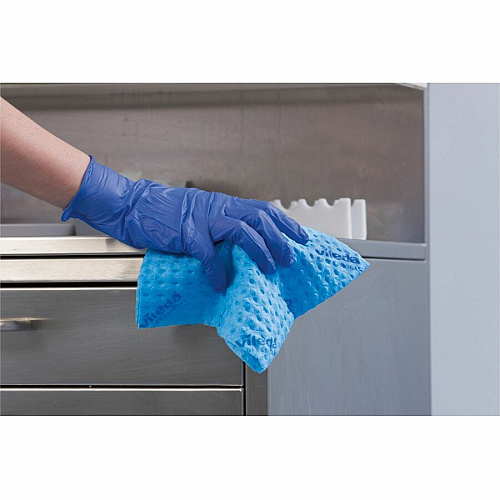 Vileda Professional Breazy Microfiber Cloths 13.78" Length x 13.78" Width - Washable, Hygienic - Blue - 25 / Pack (161610)