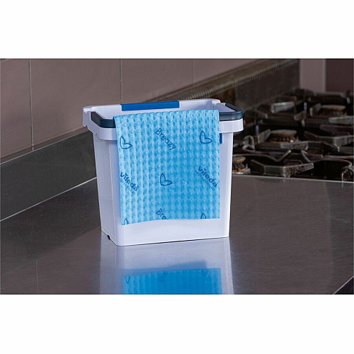 Vileda Professional Breazy Microfiber Cloths 13.78" Length x 13.78" Width - Washable, Hygienic - Blue - 25 / Pack (161610)