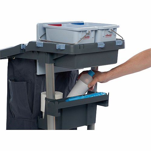 Vileda Professional VoleoPro Cart 4 Casters - Plastic, Aluminum, Anodized Aluminum, Steel - 4.80" Width x 7.99" Depth x 17.83" Height - Gray - 1 Each (143724)