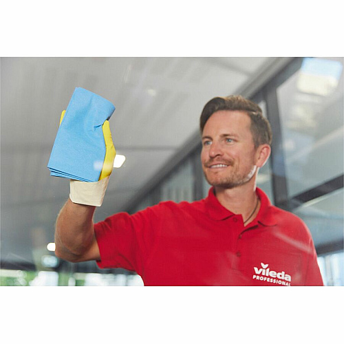 Vileda Professional MicronQuick Microfiber Cloths 15.75" Length x 14.96" Width - Streak-free, Hygienic, Durable, Washable, Lint-free, Absorbent, PVC Free, Solvent-free - Blue - 5 / Pack (170605)