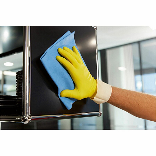 Vileda Professional MicronQuick Microfiber Cloths 15.75" Length x 14.96" Width - Streak-free, Hygienic, Durable, Washable, Lint-free, Absorbent, PVC Free, Solvent-free - Blue - 5 / Pack (170605)