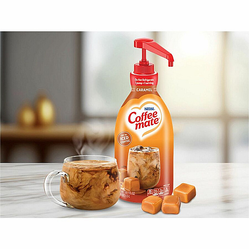 Nestea Nestle Caramel Flavored Liquid Creamer Pump Bottle Artificial Caramel Flavor - 50.70 fl oz (1.50 L) - 300 ServingBottle - 1 Each (73358)