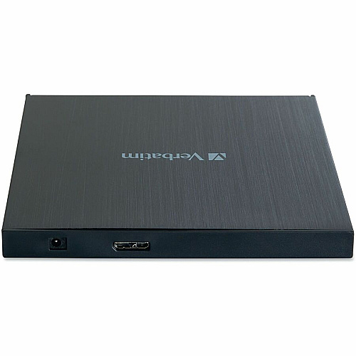 Verbatim External Slimline Blu-ray Writer BD-R, CD-R, DVD+R, DVD-R Support/24x CD Write/6x BD Write/8x DVD Write - USB 3.2 Gen 1, USB 2.0 - Slimline - BUS Powered (43890)