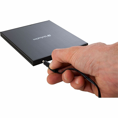Verbatim External Slimline Blu-ray Writer BD-R, CD-R, DVD+R, DVD-R Support/24x CD Write/6x BD Write/8x DVD Write - USB 3.2 Gen 1, USB 2.0 - Slimline - BUS Powered (43890)