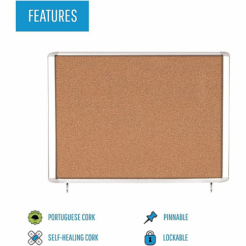 MasterVision Water-Resistant Enclosed Corkboard 30" Board Height x 26.50" Board Width x 0.70" Board Depth - Light Brown Cork Surface - Water Resistant - Gray Anodized Aluminum Frame - 32" Height x 27" Width - 1 Each (VT340601760)