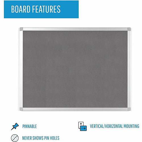 MasterVision Ayda Fabric Bulletin Board Gray Fabric, Felt Surface - Self-healing, Sleek Style - Aluminum Frame - 18" Height x 24" Width - 1 Each (FA02429214)