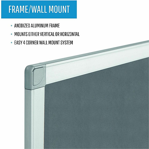 MasterVision Ayda Fabric Bulletin Board Gray Fabric, Felt Surface - Self-healing, Sleek Style - Aluminum Frame - 18" Height x 24" Width - 1 Each (FA02429214)