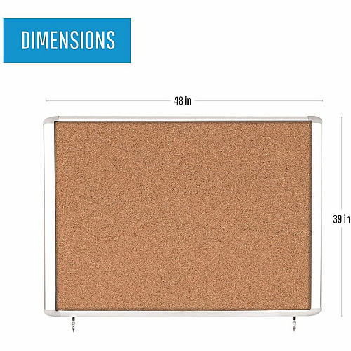 MasterVision Water-Resistant Enclosed Corkboard 47" Board Height x 38.30" Board Width x 0.70" Board Depth - Light Brown Cork Surface - Water Resistant - Gray Anodized Aluminum Frame - 48" Height - 1 Each (VT380601760)