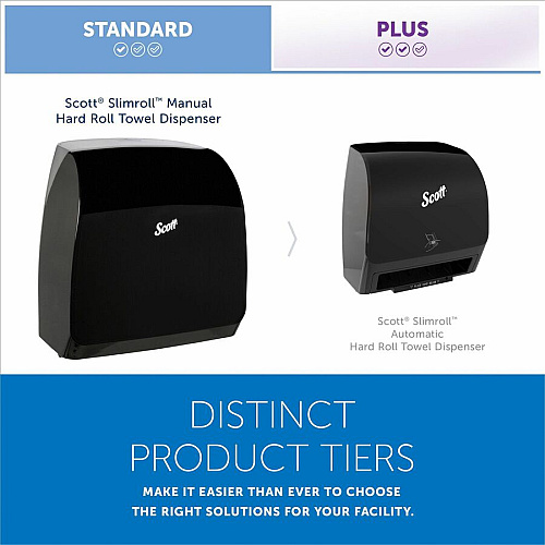 Scott Slimroll Towel Dispenser 13" Height x 12.7" Width x 7.2" Depth - Plastic - Black - Hygienic, Compact, Wall Mountable, Touch-free - 1 Carton (47092)