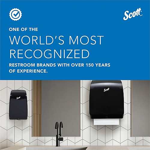 Scott Slimroll Towel Dispenser 13" Height x 12.7" Width x 7.2" Depth - Plastic - Black - Hygienic, Compact, Wall Mountable, Touch-free - 1 Carton (47092)