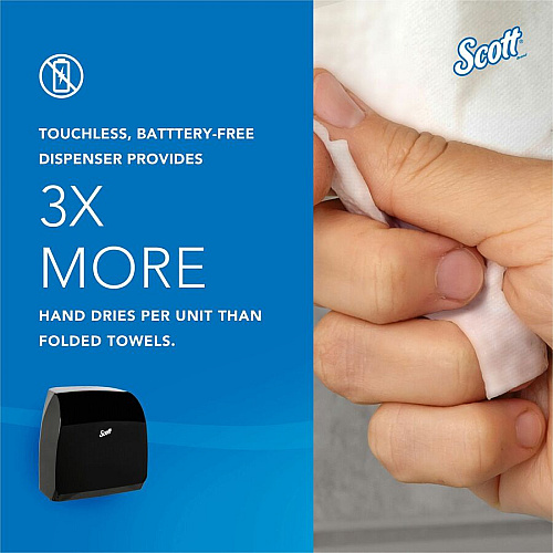 Scott Slimroll Towel Dispenser 13" Height x 12.7" Width x 7.2" Depth - Plastic - Black - Hygienic, Compact, Wall Mountable, Touch-free - 1 Carton (47092)
