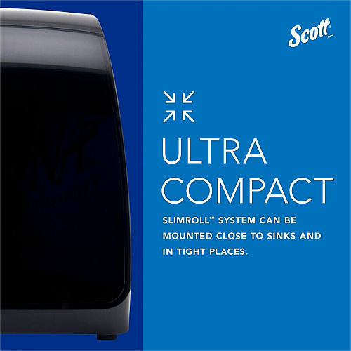 Scott Slimroll Towel Dispenser 13" Height x 12.7" Width x 7.2" Depth - Plastic - Black - Hygienic, Compact, Wall Mountable, Touch-free - 1 Carton (47092)