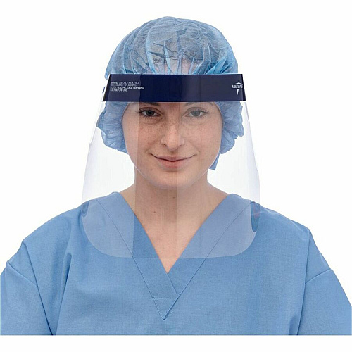 Medline Disposable Full-Length Face Shields Recommended for: Face - Extra Large - Fog, Splash Protection - Foam, Elastic, Polyester - Clear - Disposable, Anti-fog, Splash Resistant, Lightweight, Latex-free - 40 / Carton (NONFS100)