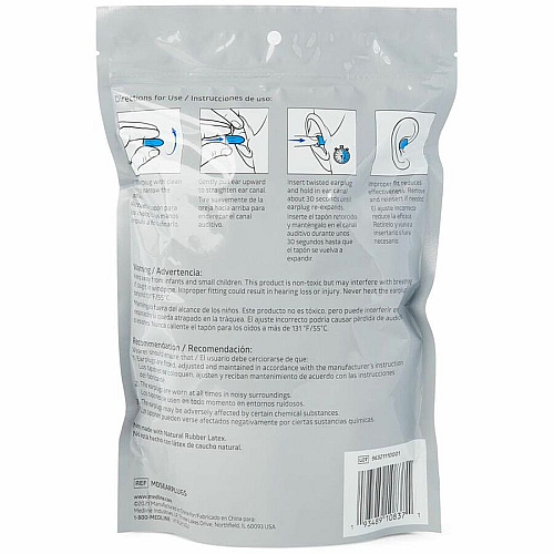 Medline Earplugs Recommended for: Ear - Noise Protection - Foam - Orange - 2/Pair - 50 / Bag (MDSEARPLUG)