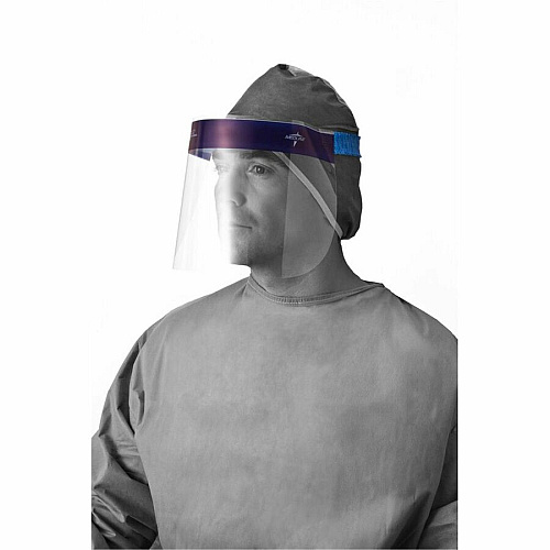 Medline Disposable Full-Length Face Shields Fog, Splash Protection - Foam, Elastic - Disposable, Lightweight, Anti-fog, Latex-free - 24 / Box (NONFS300)