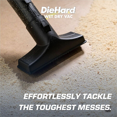 DieHard 9-Gallon 5.5 HP Pro Wet/Dry Vacuum 9 gal - Squeegee, Hose, Wand, Filter, Crevice Tool, Pick-up Tool, Floor Tool - Wet Surface, Dry Surface - 10 ft Cable Length - 7 ft Hose Length - Rich Black (DH7000501)
