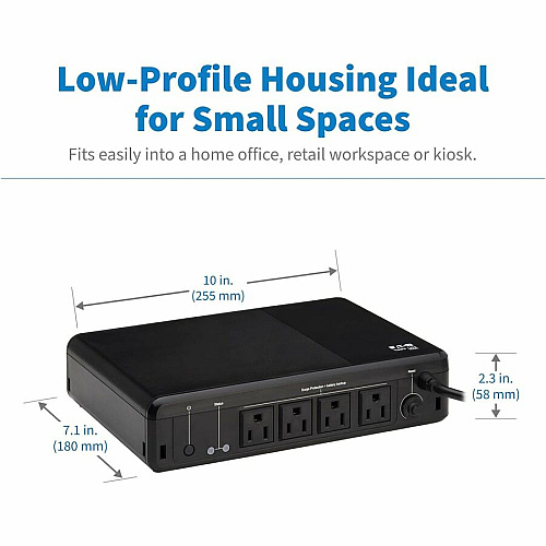 Eaton Tripp Lite Series 600VA 300W 120V Standby UPS - 4 NEMA 5-15R Outlets (Surge + Battery Backup), 5-15P Plug, Desktop Desktop/Surface/Wall Mountable - 8 Hour Recharge - 1.50 Minute Stand-by - 120 V AC Input - 120 V AC Output - Single Phase - P (BC600R)