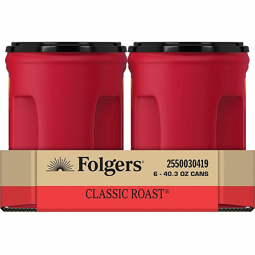Folgers&reg; Ground Canister Classic Roast Coffee Medium - 40.3 oz Per Canister - Ground - Mountain Grown, Classic Roast - Kosher/ - 210 / Pallet (30419PL)