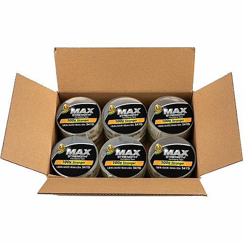 Duck Max Strength Packaging Tape 54.60 yd Length x 1.88" Width - Clear - Damage Resistant - For Packaging, Shipping, Moving, Storage, Box, Home, Office, Project, Sealing - 12 / Pack (287734)