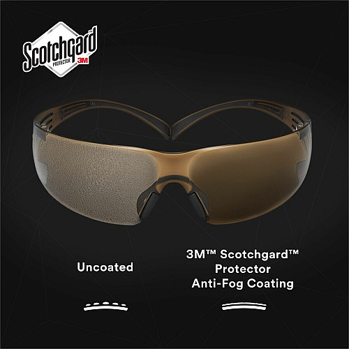 3M SecureFit Protective Eyewear Recommended for: Eye, Indoor/Outdoor - Fog, UVA, UVB, UVC Protection - Polycarbonate - Anti-fog, Comfortable, Soft, Nose Bridge, Impact Resistant, Adjustable Temple - 1 Each (SF405SGAFB)