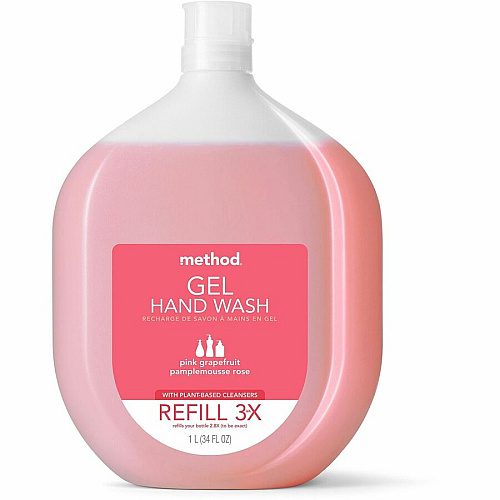 Method Pink Grapefruit Gel Hand Wash Pink Grapefruit ScentFor - 12 fl oz (354.9 mL) - Bottle Dispenser - Hand - Light Pink - Refillable, Cruelty-free, Paraben-free, Phthalate-free - 6 / Carton (327772CT)