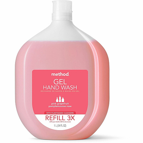 Method Pink Grapefruit Gel Hand Wash Pink Grapefruit ScentFor - 12 fl oz (354.9 mL) - Bottle Dispenser - Hand - Light Pink - Refillable, Cruelty-free, Paraben-free, Phthalate-free - 6 / Carton (327772CT)