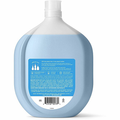 Method Sea Minerals Gel Hand Wash Refill Sea Mineral ScentFor - Bottle Dispenser - Hand - Light Blue - Refillable, Cruelty-free, Paraben-free, Phthalate-free - 6 / Carton (327773CT)