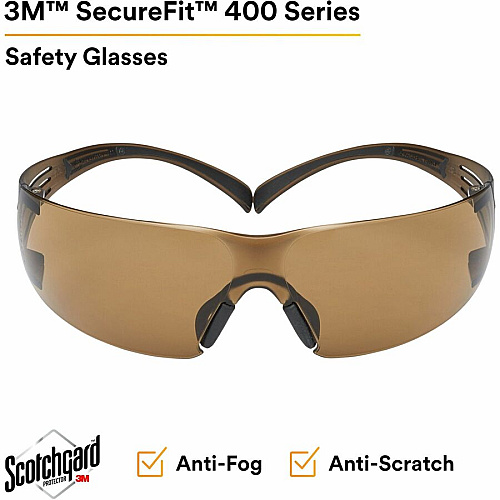 3M SecureFit Protective Eyewear Recommended for: Eye, Indoor/Outdoor - Fog, UVA, UVB, UVC Protection - Polycarbonate - Black - Anti-fog, Comfortable, Soft, Nose Bridge, Impact Resistant, Adjustable Temple - 20 / Carton (SF405SGAFBCT)