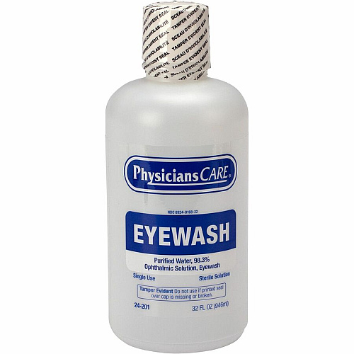 First Aid Only Sterile Ophthalmic Solution Eyewash 1 quart - Sterile - For Eye irrigation, Eye Burning - 12 / Carton (24201CT)