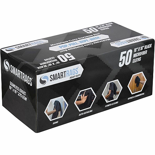 Monarch Smart Rags Microfiber Cloths For Institutional, Automotive, Office, Healthcare, Household, Garage, Breakroom, Factory, Hospital - Heavy Duty, Reusable, Streak-free, Lint-free, Dirt Resistant, Grime Resistant - Black - 50 / Box (M930BK)