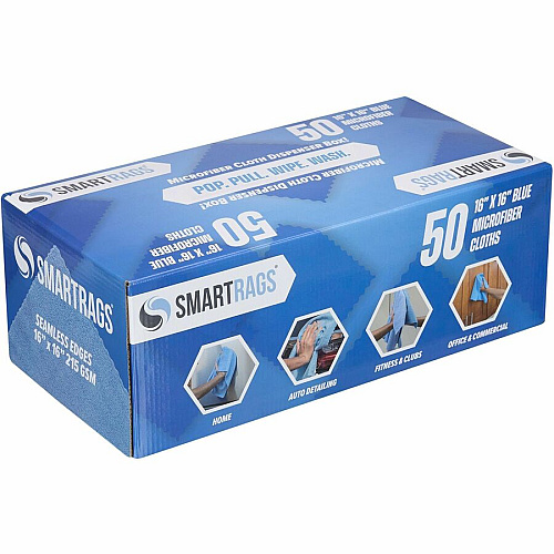 Monarch Smart Rags Microfiber Cloths For Automotive, Office, Healthcare, Household, Garage, Breakroom, Factory, Hospital, Industry, Nursing Home - Reusable, Streak-free, Lint-free, Dirt Resistant, Grime Resistant - Blue - 50 / Box (M931B)