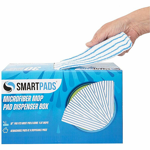 Monarch Microfiber Wet/Dry Mop Pad Refills 5" Width x 18" Depth - Woven, MicroFiber - White/Blue - 30 / Box (M901RMPBL)