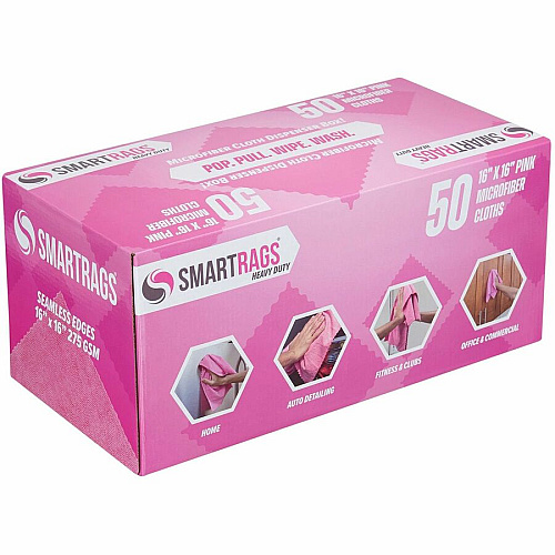 Monarch Smart Rags Microfiber Cloths For Institutional, Automotive, Office, Healthcare, Household, Garage, Breakroom, Factory, Hospital - Heavy Duty, Reusable, Streak-free, Lint-free, Dirt Resistant, Grime Resistant - Pink - 50 / Box (M930P)