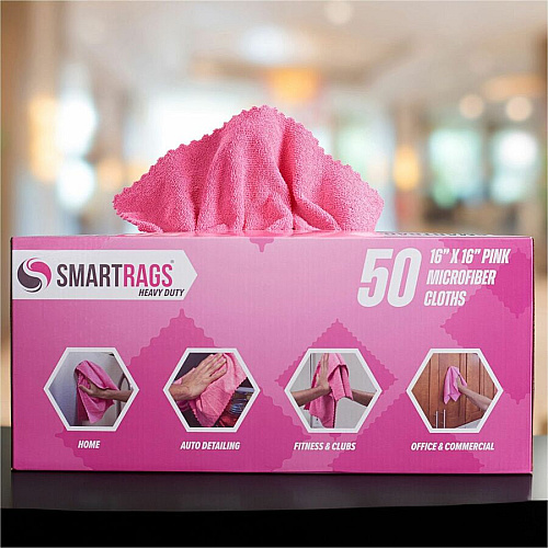 Monarch Smart Rags Microfiber Cloths For Institutional, Automotive, Office, Healthcare, Household, Garage, Breakroom, Factory, Hospital - Heavy Duty, Reusable, Streak-free, Lint-free, Dirt Resistant, Grime Resistant - Pink - 50 / Box (M930P)