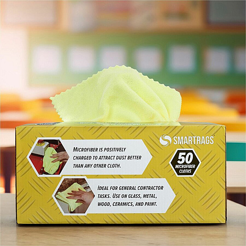 Monarch Smart Rags Microfiber Cloths For Automotive, Office, Healthcare, Household, Garage, Breakroom, Hospital, Industry - Reusable, Streak-free, Lint-free, Dirt Resistant, Grime Resistant - Blue - 50 / Box (M950Y)