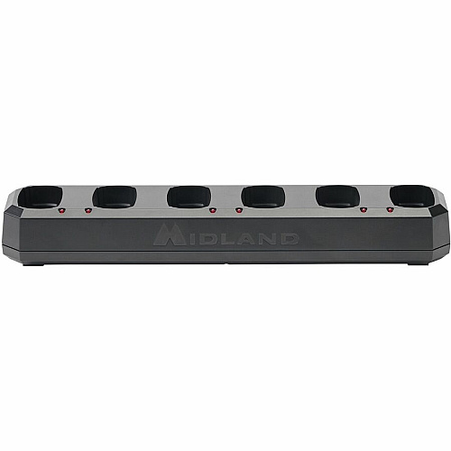 Midland Two-Way Radio 6-Slotted Charger Docking - Two-way Radio - 6 Slot - Charging Capability - Black - Wall Mount, Desktop (BGC600)