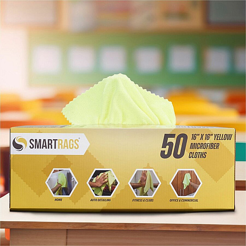 Monarch Smart Rags Microfiber Cloths For Automotive, Office, Healthcare, Household, Garage, Breakroom, Factory, Hospital, Industry, Nursing Home - Reusable, Streak-free, Lint-free, Dirt Resistant, Grime Resistant - Yellow - 50 / Box (M931Y)