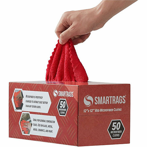 Monarch Smart Rags Microfiber Cloths For Automotive, Office, Healthcare, Household, Garage, Breakroom, Hospital, Industry - Reusable, Streak-free, Lint-free, Dirt Resistant, Grime Resistant - Red - 50 / Box (M950R)
