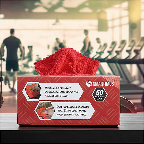Monarch Smart Rags Microfiber Cloths For Automotive, Office, Healthcare, Household, Garage, Breakroom, Hospital, Industry - Reusable, Streak-free, Lint-free, Dirt Resistant, Grime Resistant - Red - 50 / Box (M950R)