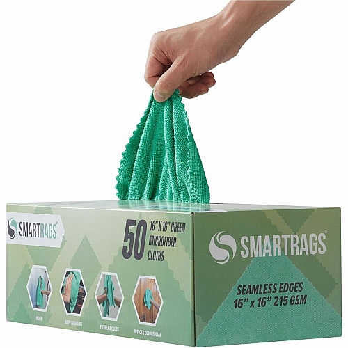 Monarch Smart Rags Microfiber Cloths For Automotive, Office, Healthcare, Household, Garage, Breakroom, Factory, Hospital, Industry, Nursing Home - Reusable, Streak-free, Lint-free, Dirt Resistant, Grime Resistant - Green - 50 / Box (M931G)