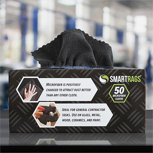 Monarch Smart Rags Microfiber Cloths For Automotive, Office, Healthcare, Household, Garage, Breakroom, Hospital, Industry - Reusable, Streak-free, Lint-free, Dirt Resistant, Grime Resistant - Black - 50 / Box (M950BLK)