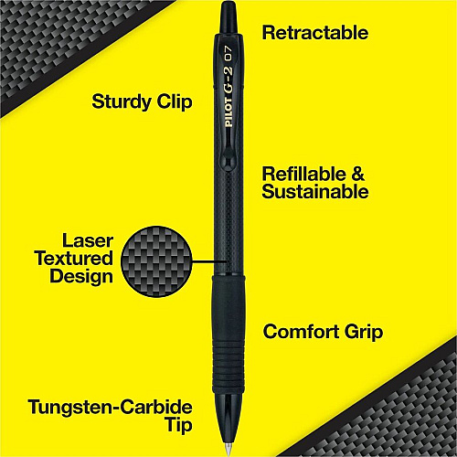 G2 Edge Gel Pen 0.7 mm Fine Pen Point - Refillable - Black Ink - Gel-based - Tungsten Carbide Tip - 36 / Pack (15955)