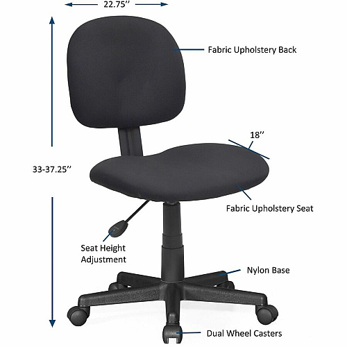 NuSparc Multi-Task Chair Fabric Back Material - 5-star Base - Black - 1 Each (CH300FNBK)