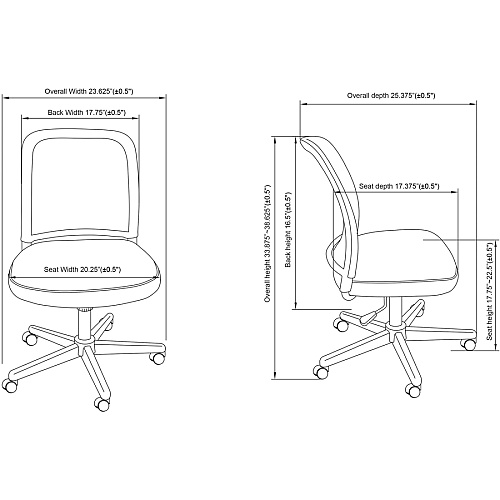 NuSparc Armless Task Chair Fabric Seat Material - Black - 1 Each (CH302MNBK)