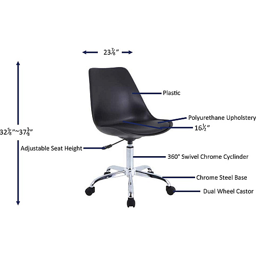 NuSparc Padded Seat Poly Task Chair Poly Seat Material - High Back - 5-star Base - Black - Polyvinyl Chloride (PVC), Plastic, Polyurethane - 1 Each (CH303CNBK)