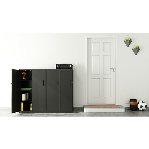 NuSparc Personal Storage Cabinet 18" Length x 14.2" Width x 46.4" Height - 4 x Shelf(ves) - Hinged Door(s) - Sturdy, Durable, Welded, Eco-friendly, Nonporous Surface, Locking Mechanism, Ventilated, Locking Door - Graphite - Steel - Recycled -  (SC418ZZML)
