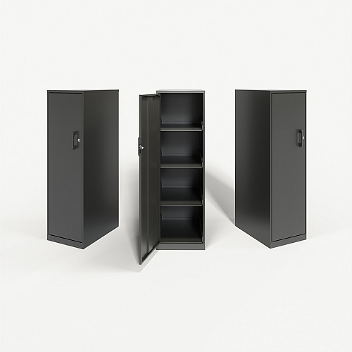 NuSparc Personal Storage Cabinet 18" Length x 14.2" Width x 46.4" Height - 4 x Shelf(ves) - Hinged Door(s) - Sturdy, Durable, Welded, Eco-friendly, Nonporous Surface, Locking Mechanism, Ventilated, Locking Door - Graphite - Steel - Recycled -  (SC418ZZML)